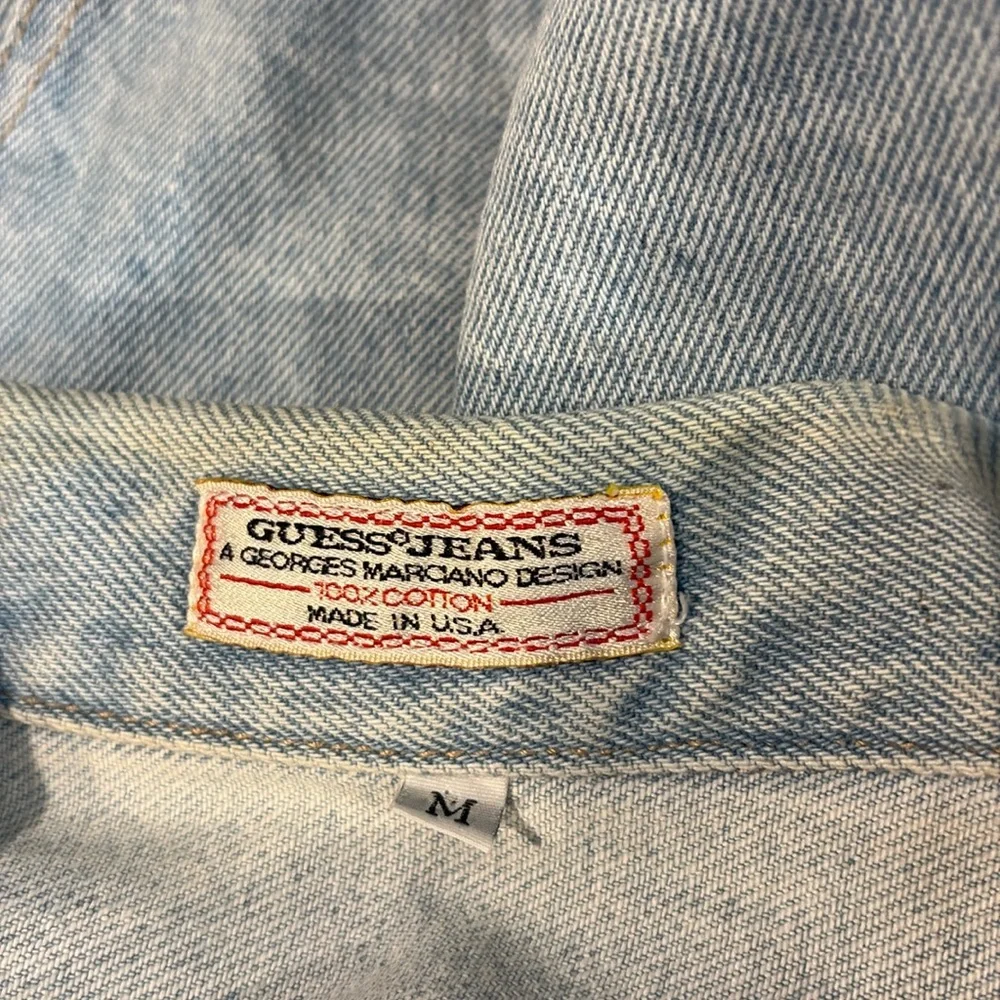 Vintage 90s Guess Georges Marcano Light Wash Denim Cropped Jean Jacket Size M